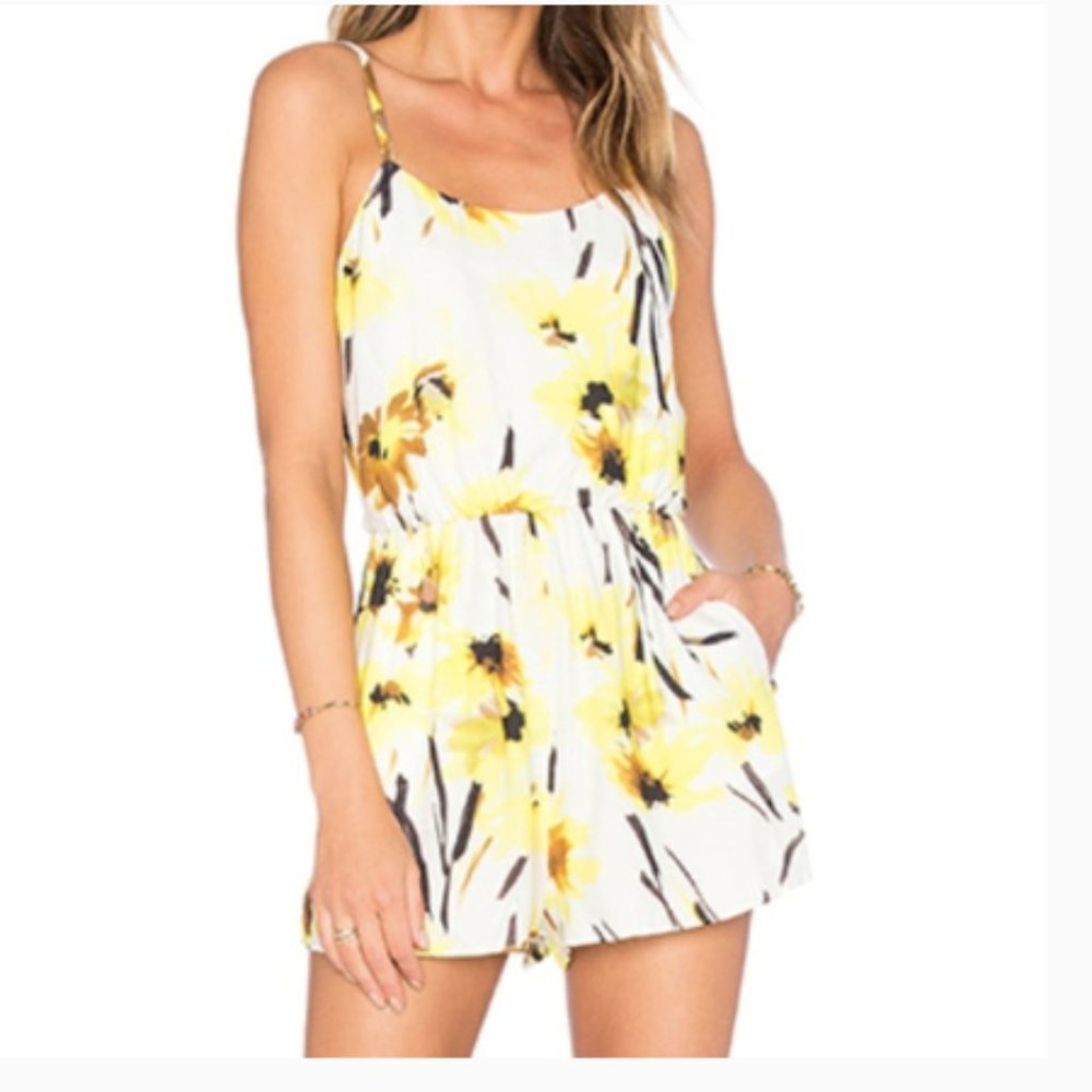Alice + Olivia Cassia yellow floral romper Size 0